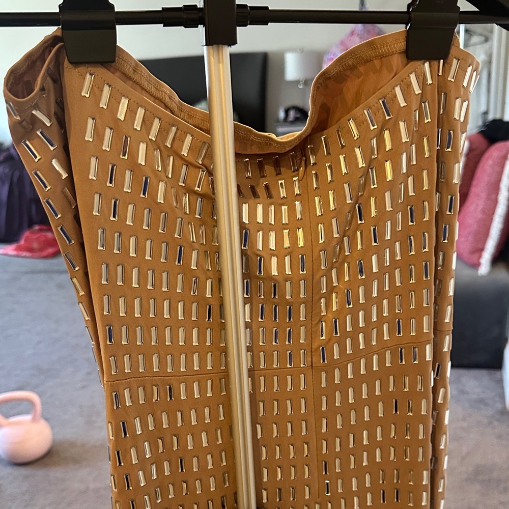 Source Unknown Rose Gold Sequin Strapless Maxi Dr… - image 3